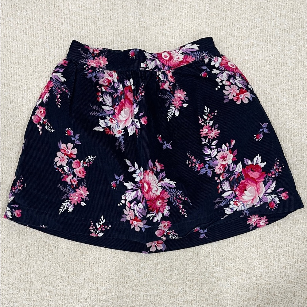 Floral Print kids Skirt - Black and Pink
